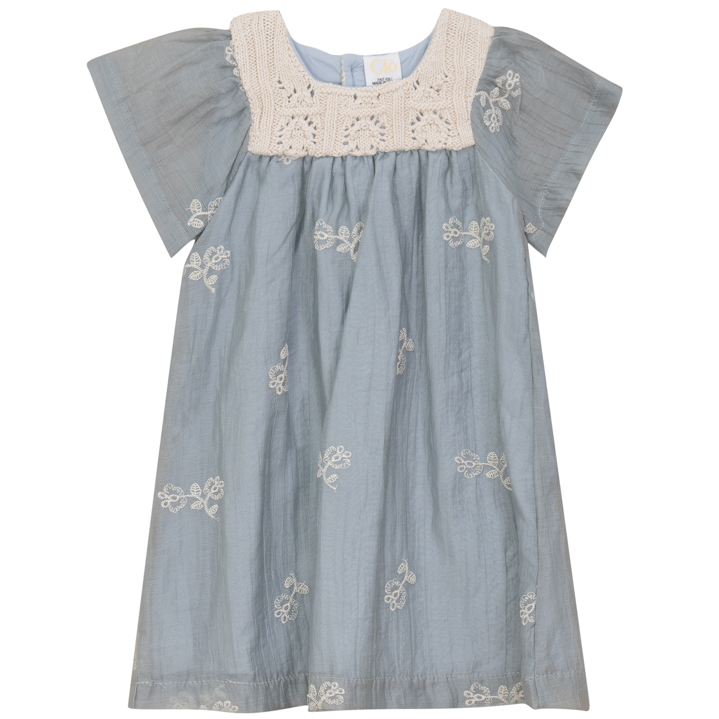 Flower Embroidered Dress Blue