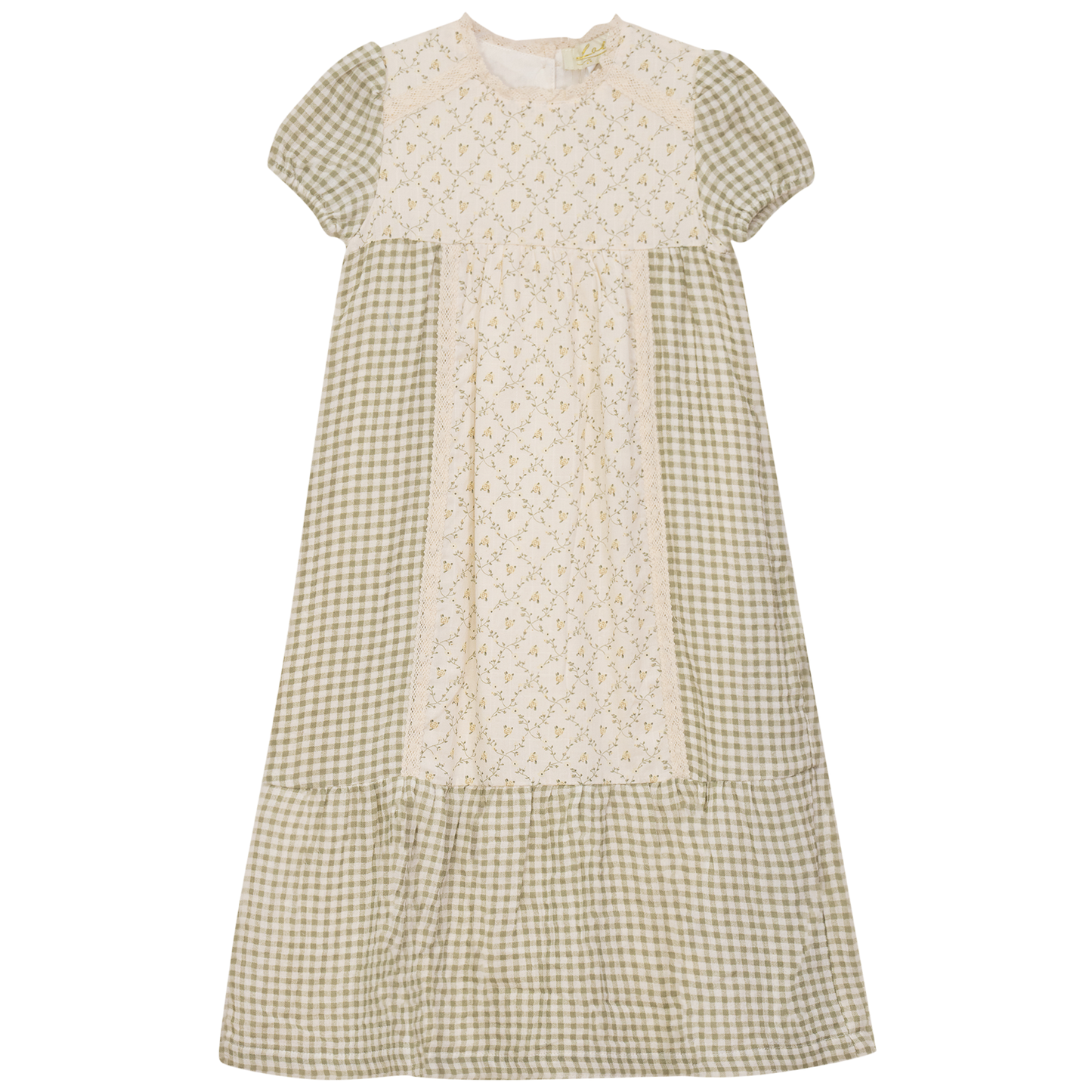 Maxi Dress with Lace Trim Olive Dijon