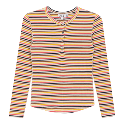 Multi Striped Ribbed Top Black