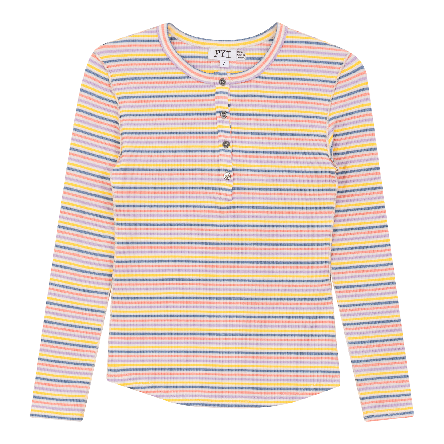 Multi Striped Ribbed Top Light Denim