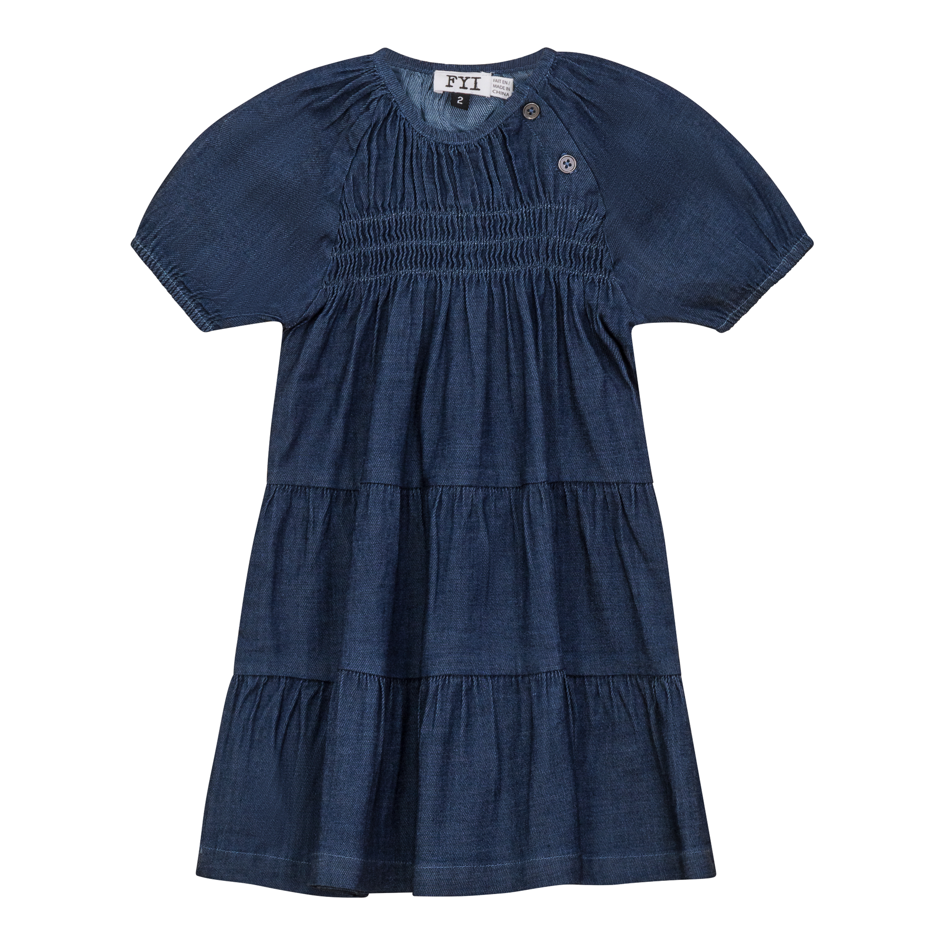 Denim Tiered Dress Dark Denim Wash