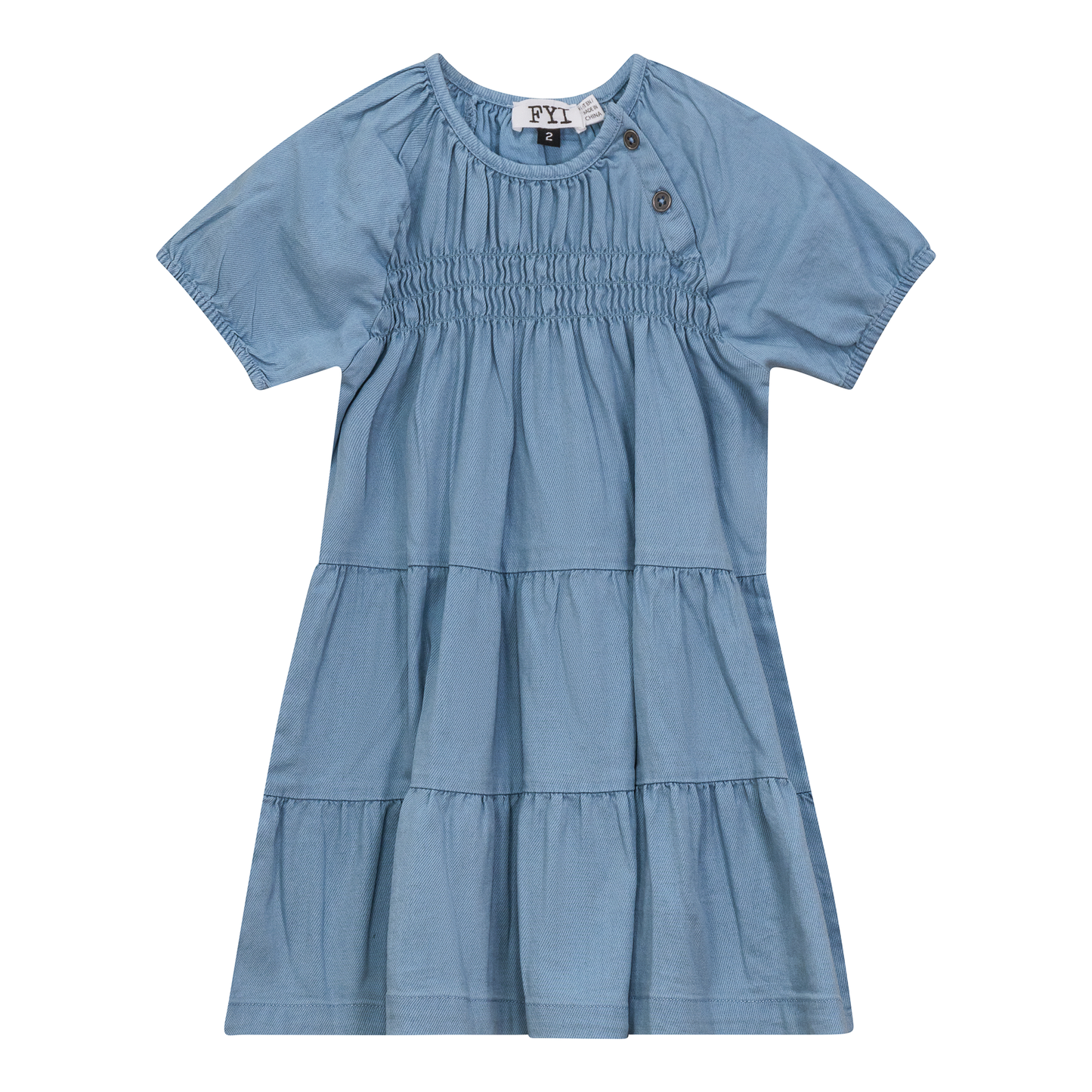 Denim Tiered Dress Light Denim Wash
