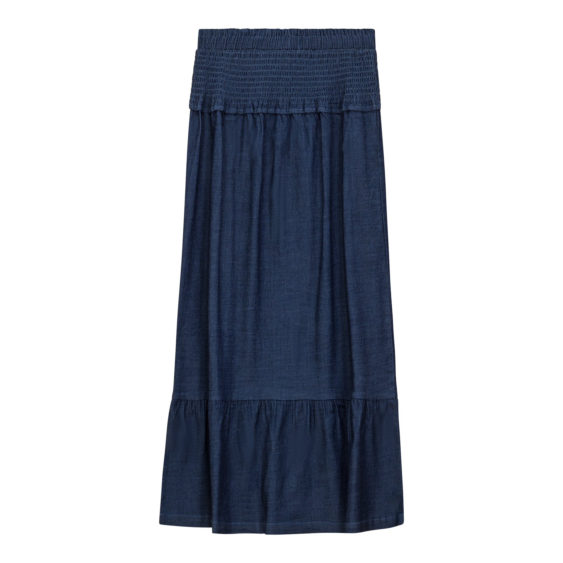 Denim Smoked Yoke Skirt Dark Denim Wash