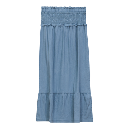 Denim Smoked Yoke Skirt Light Denim Wash