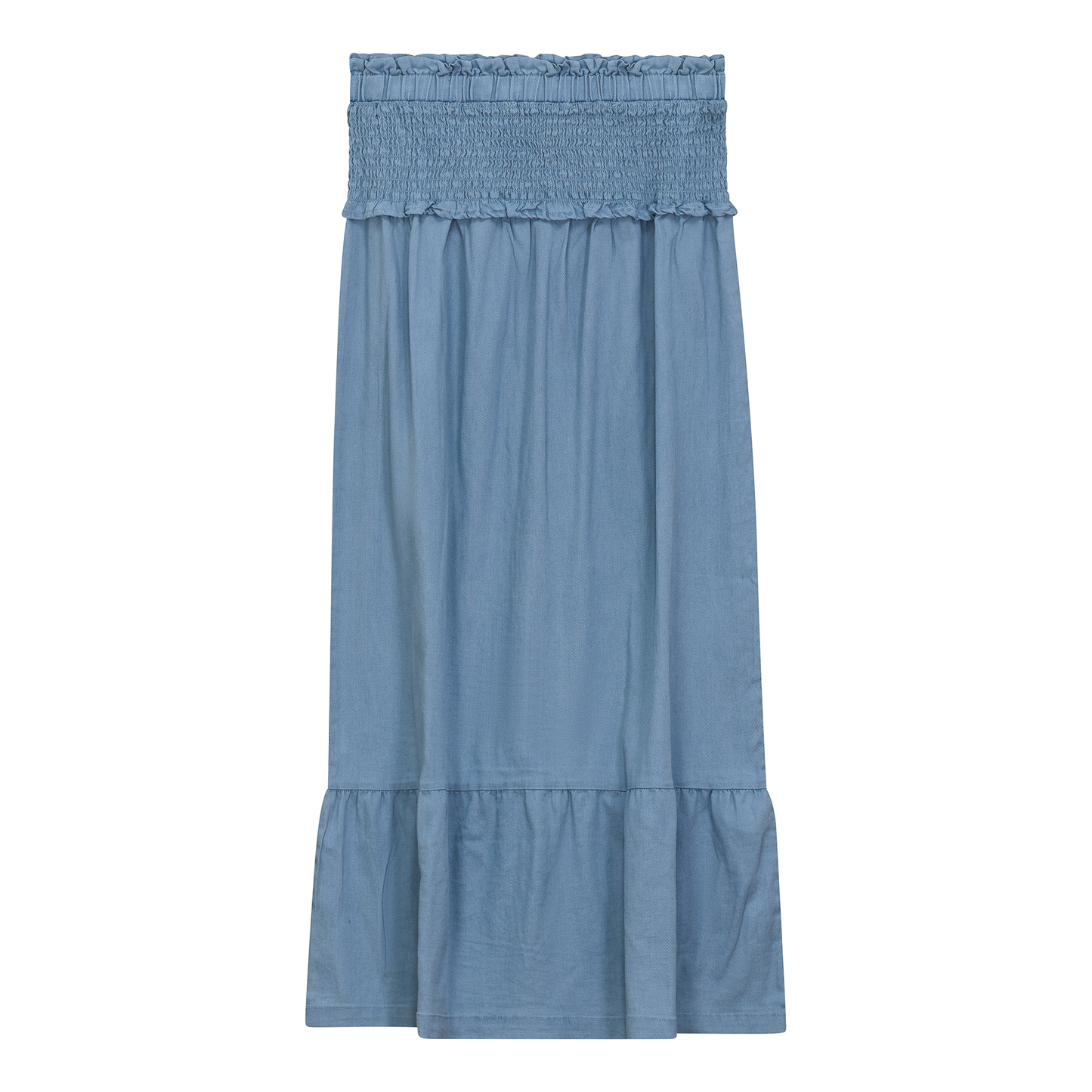 Denim Smoked Yoke Skirt Light Denim Wash