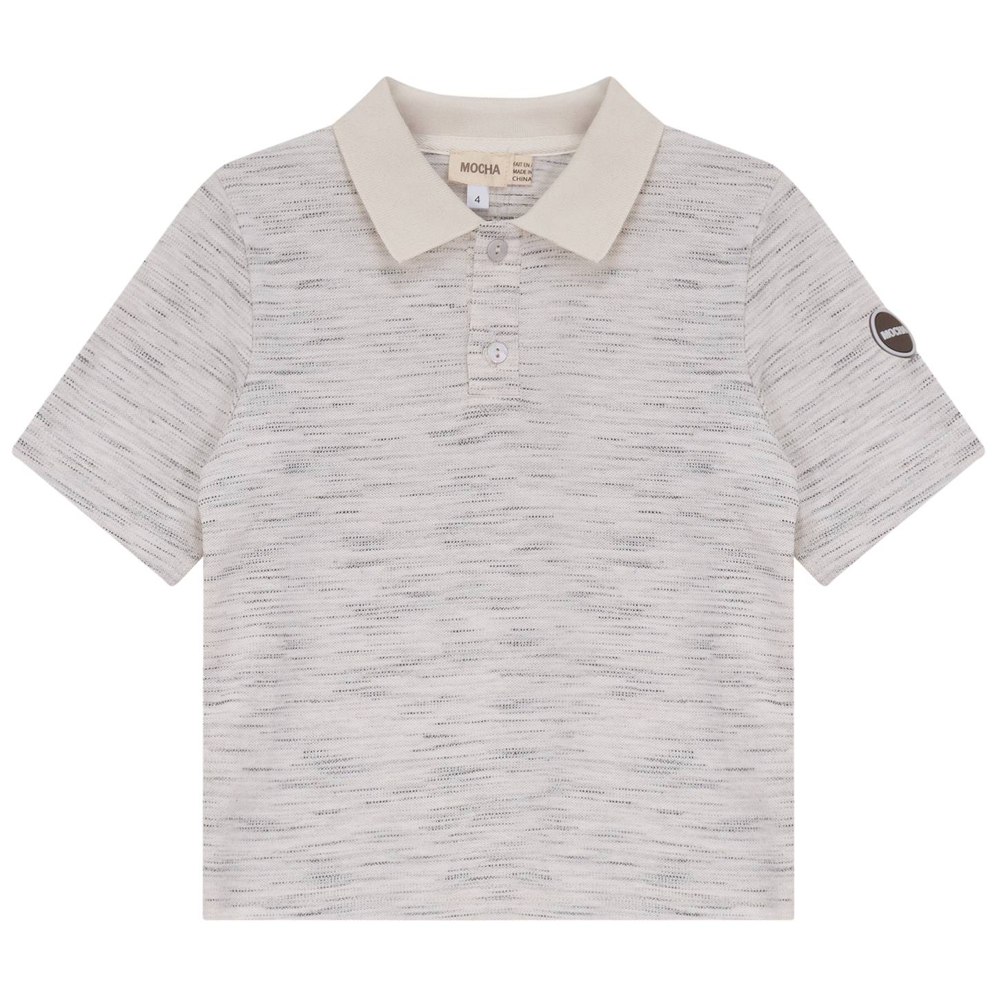 Woven Short Sleeve Polo Off White Black