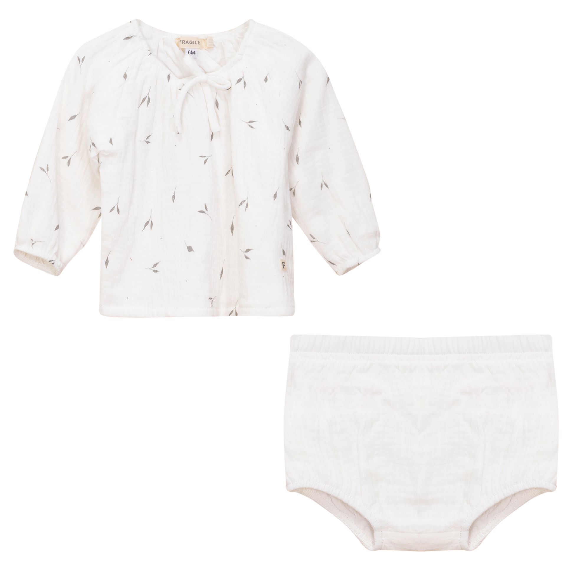 Leaf Print 2Pc Set White