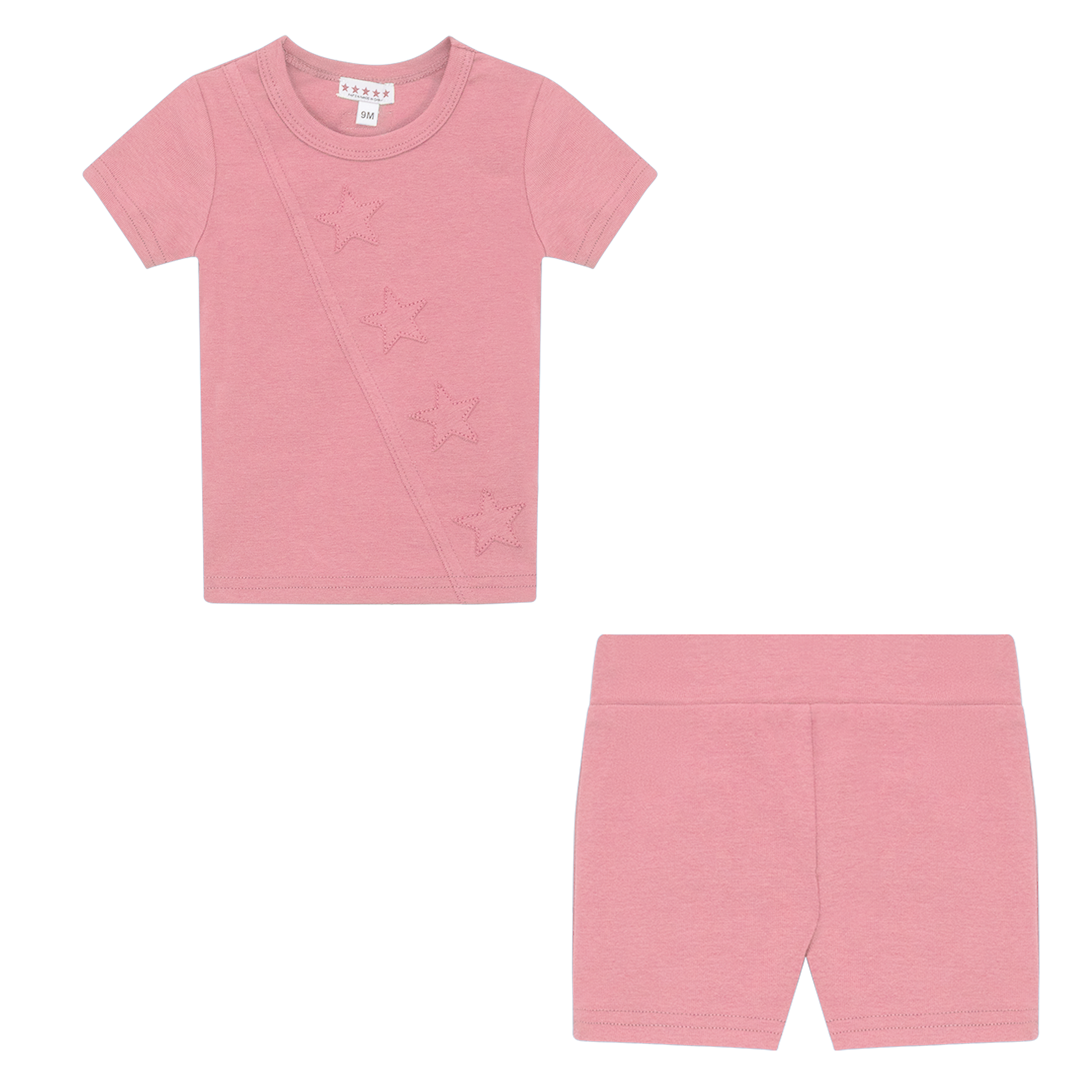 Stars Applique 2Pc Set Dark Pink