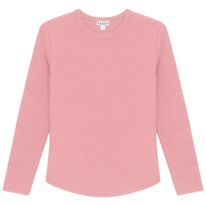 Stars Applique Rib Top Dark Pink