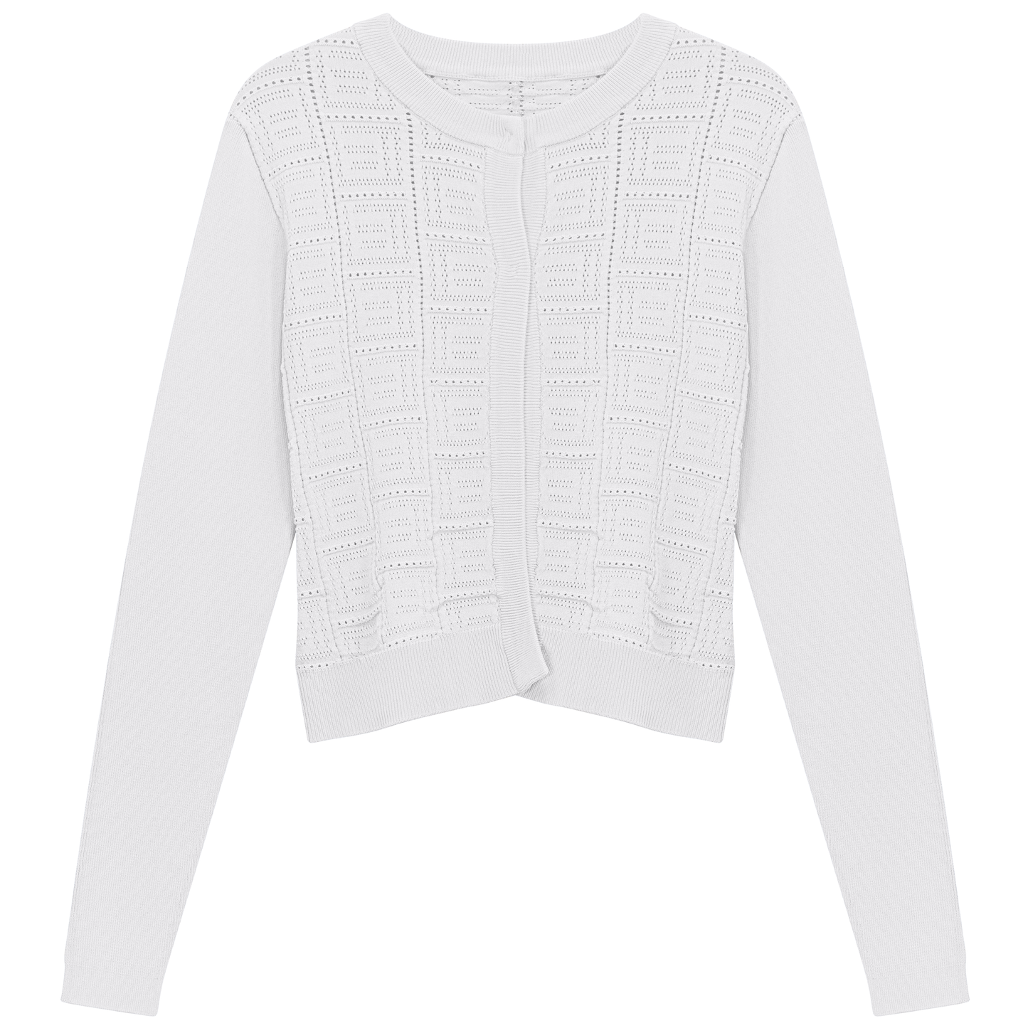 Pointelle Knit Crop Cardigan White