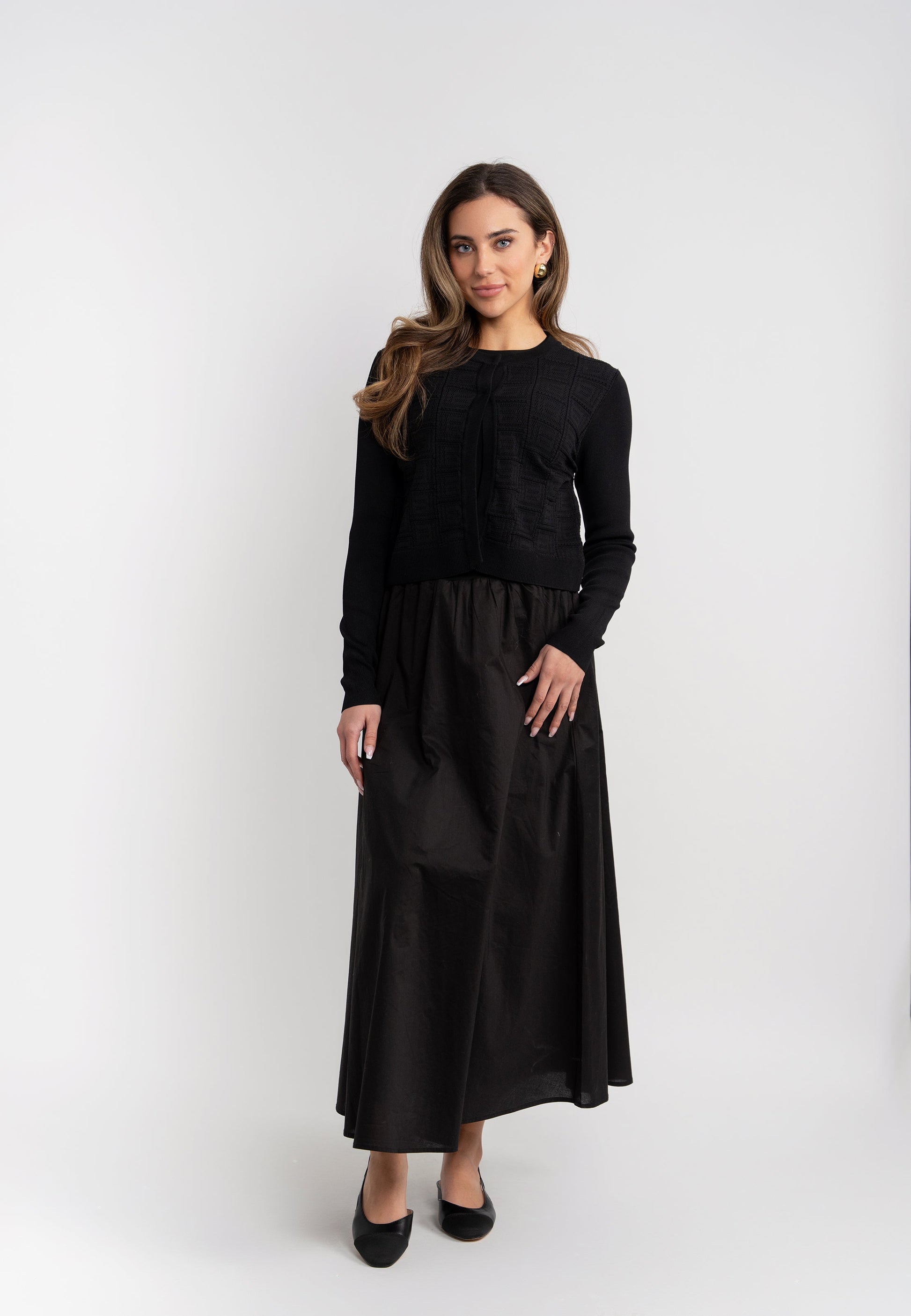 Pointelle Knit Crop Cardigan