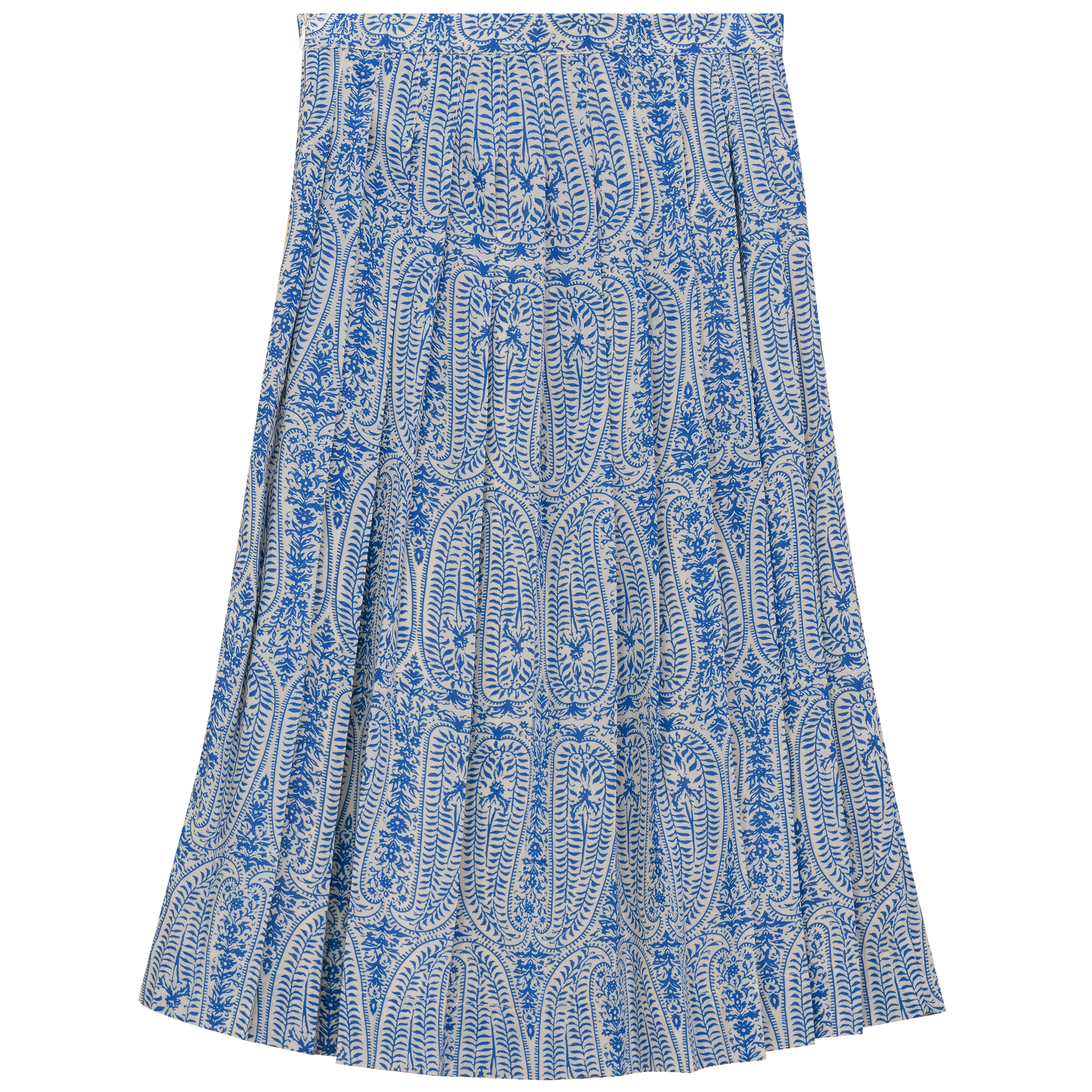 Paisley Print Pleated Skirt Royal