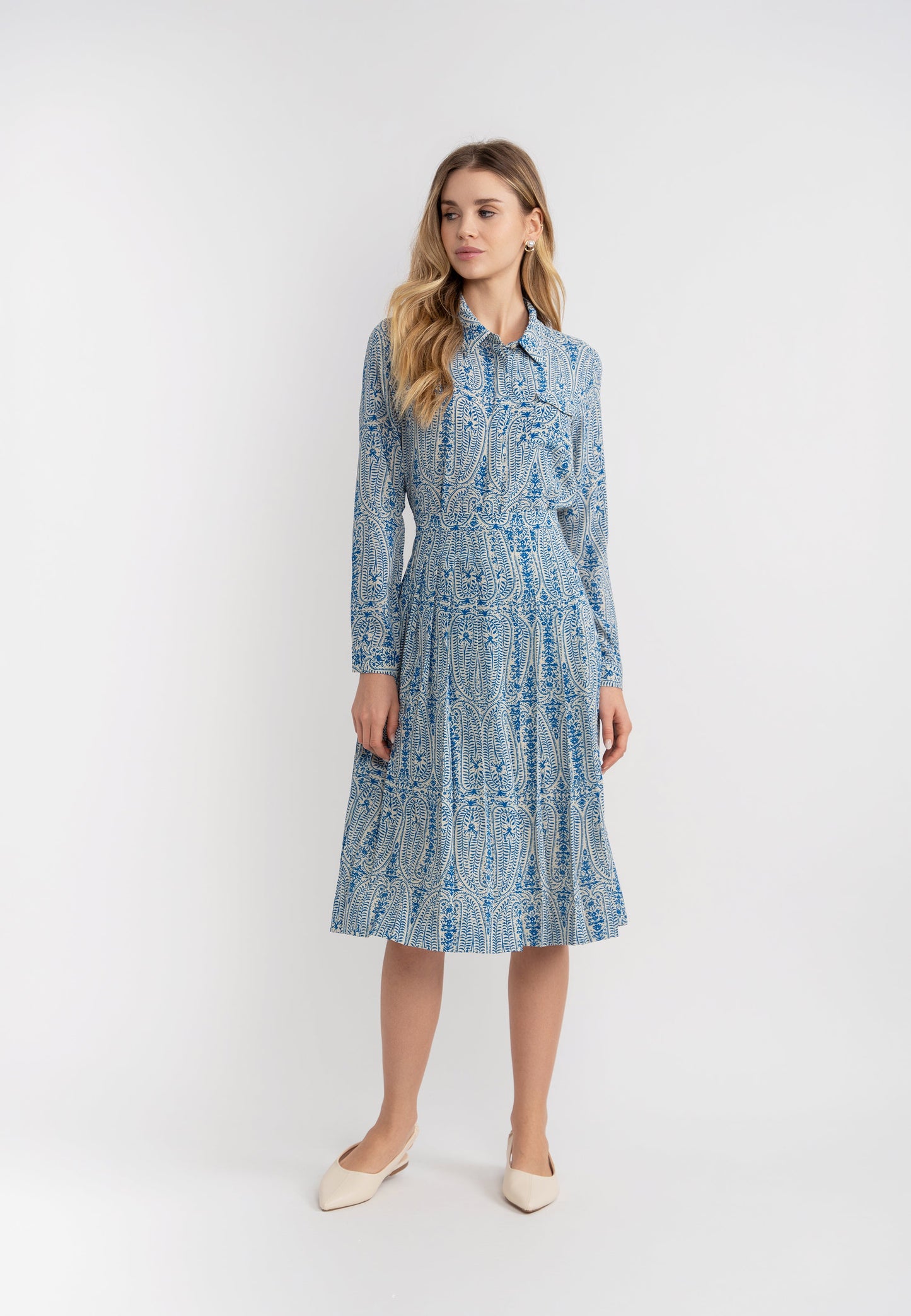 Paisley Print Pleated Skirt