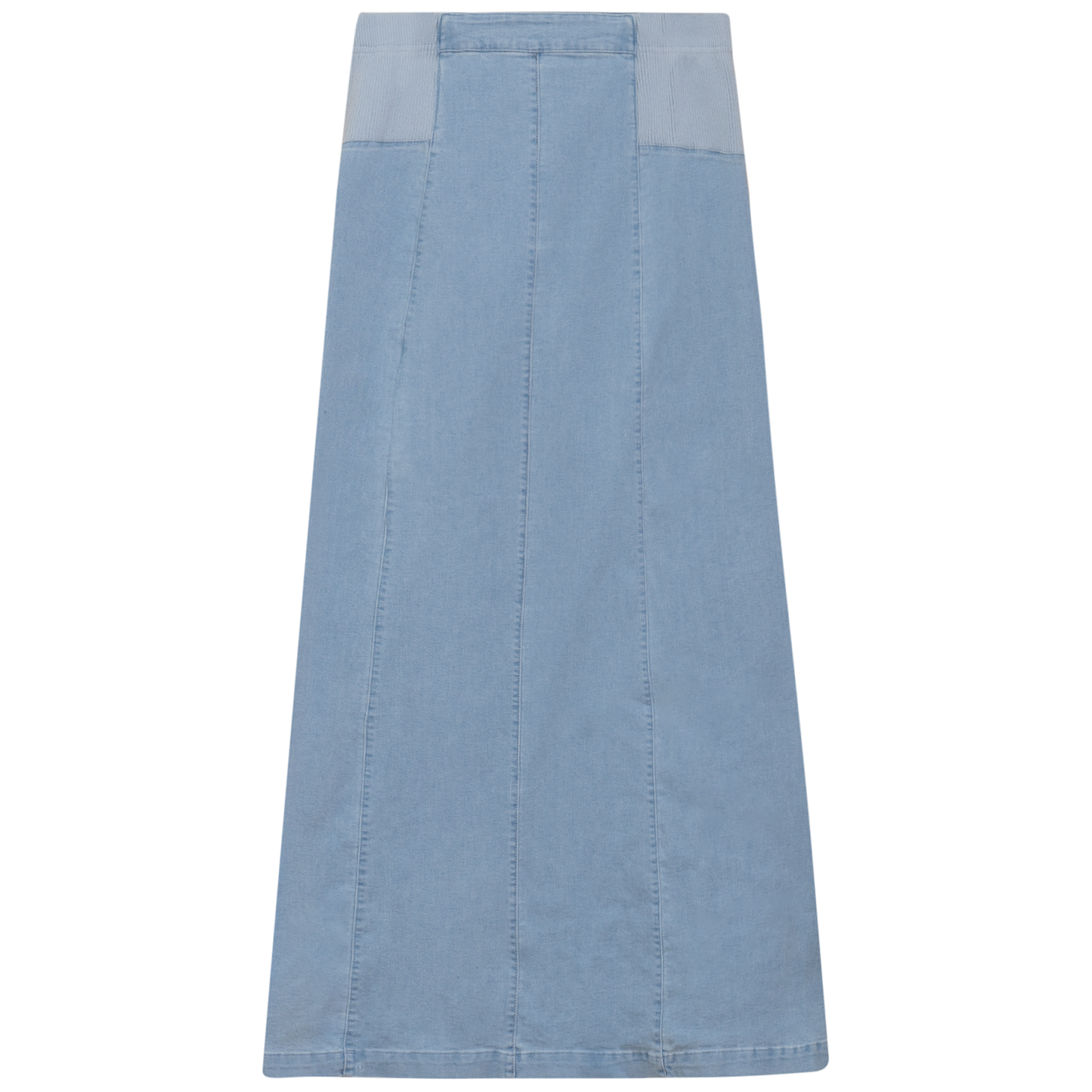 Stretch Denim Paneled Skirt Light Denim Wash