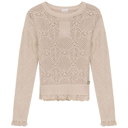 Diamond Knit Top Dark Almond