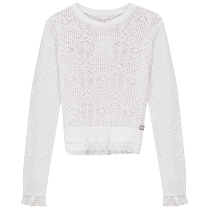 Diamond Knit Top White