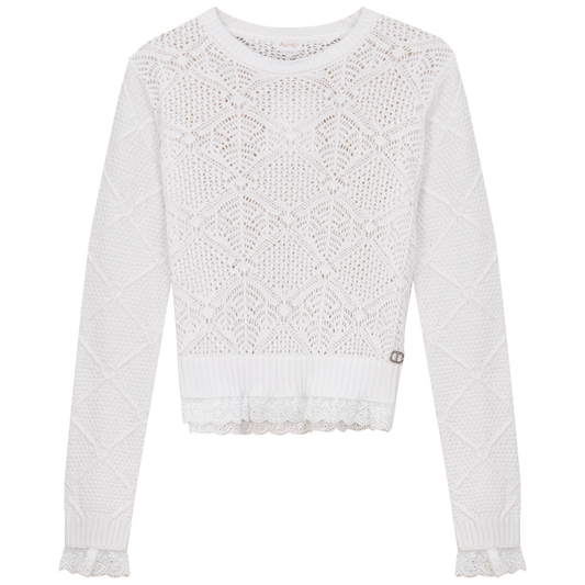 Diamond Knit Top White