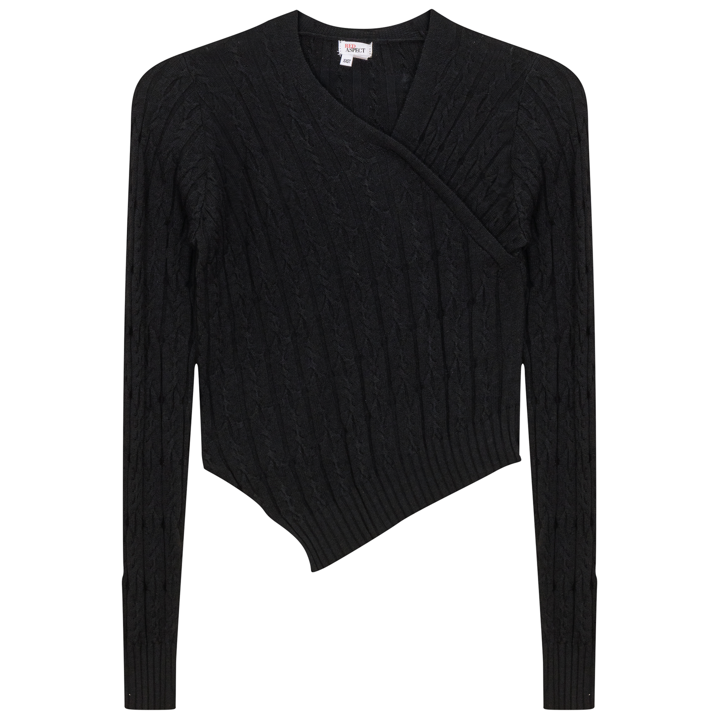 Cable Knit Asymmetric Top Black