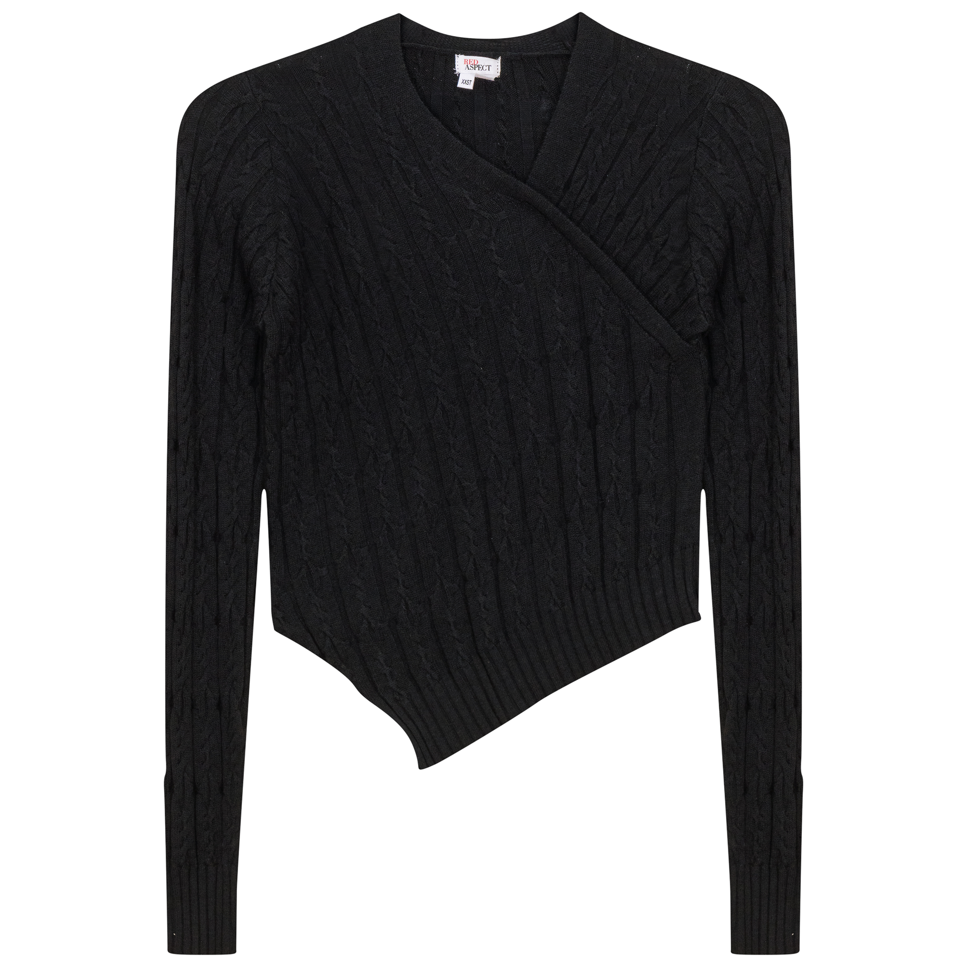 Cable Knit Asymmetric Top Black