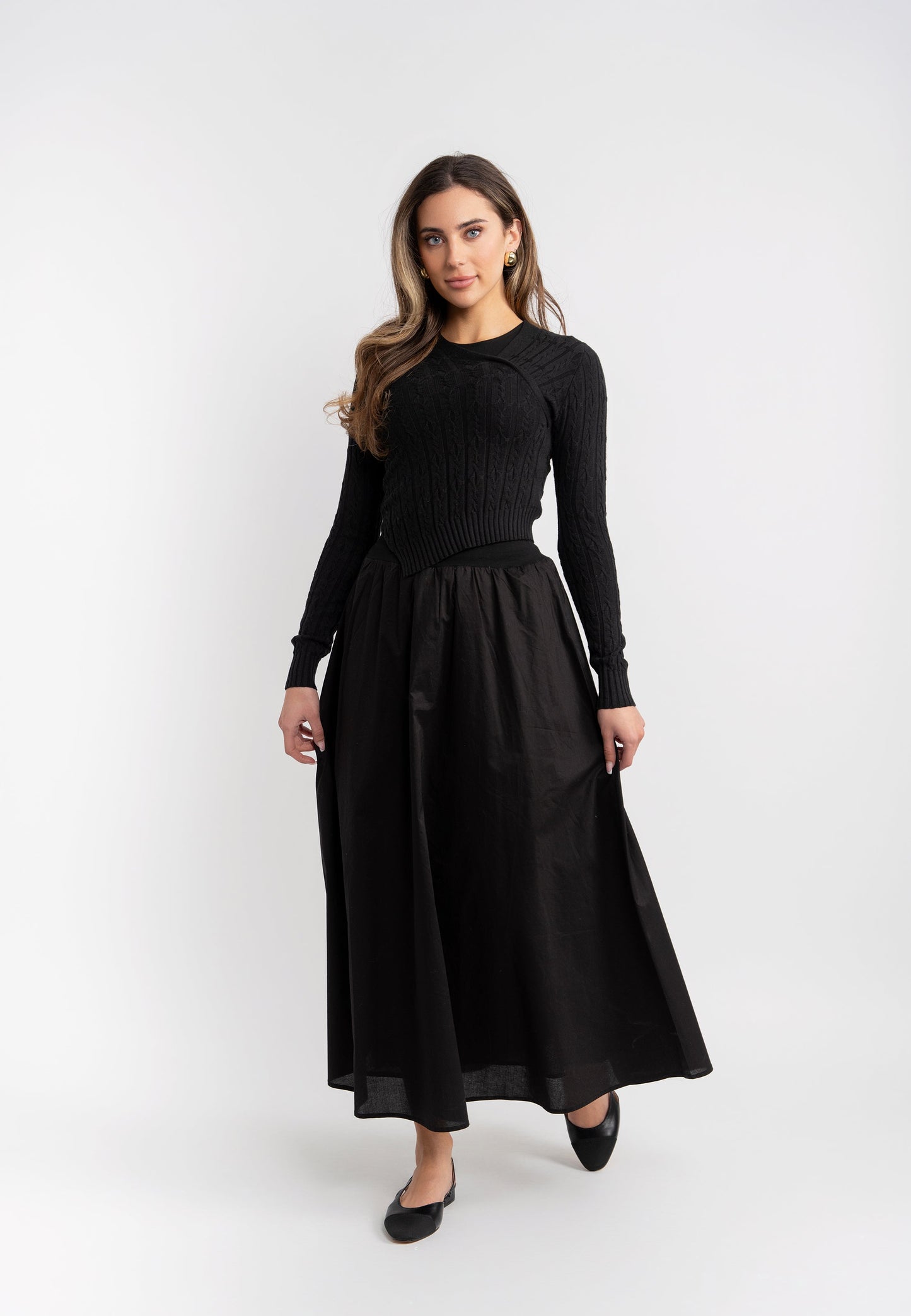 Cable Knit Asymmetric Top