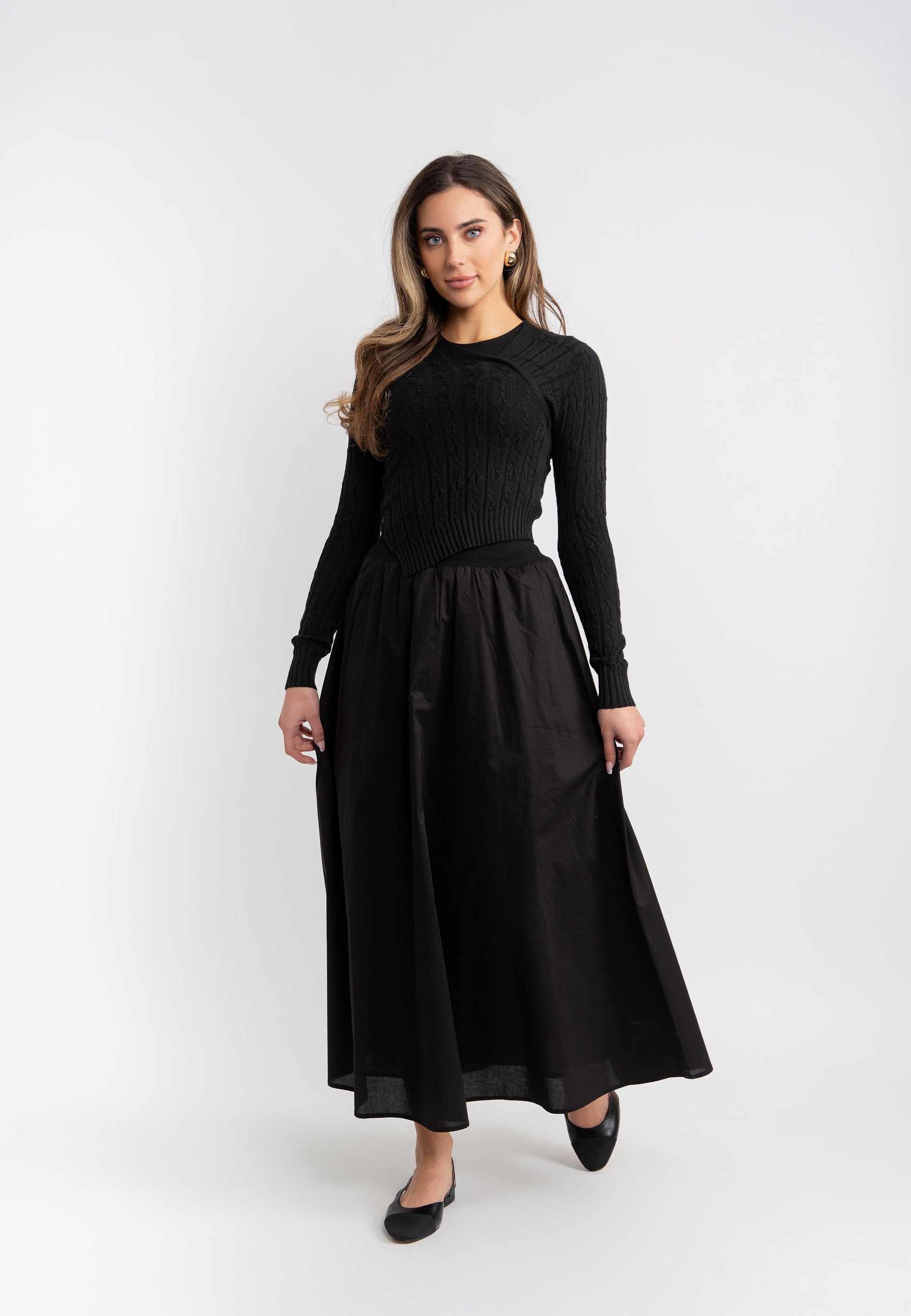 Cable Knit Asymmetric Top