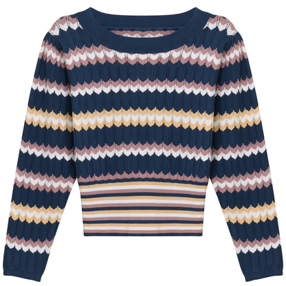 Zig Zag Striped Sweater Insignia Blue