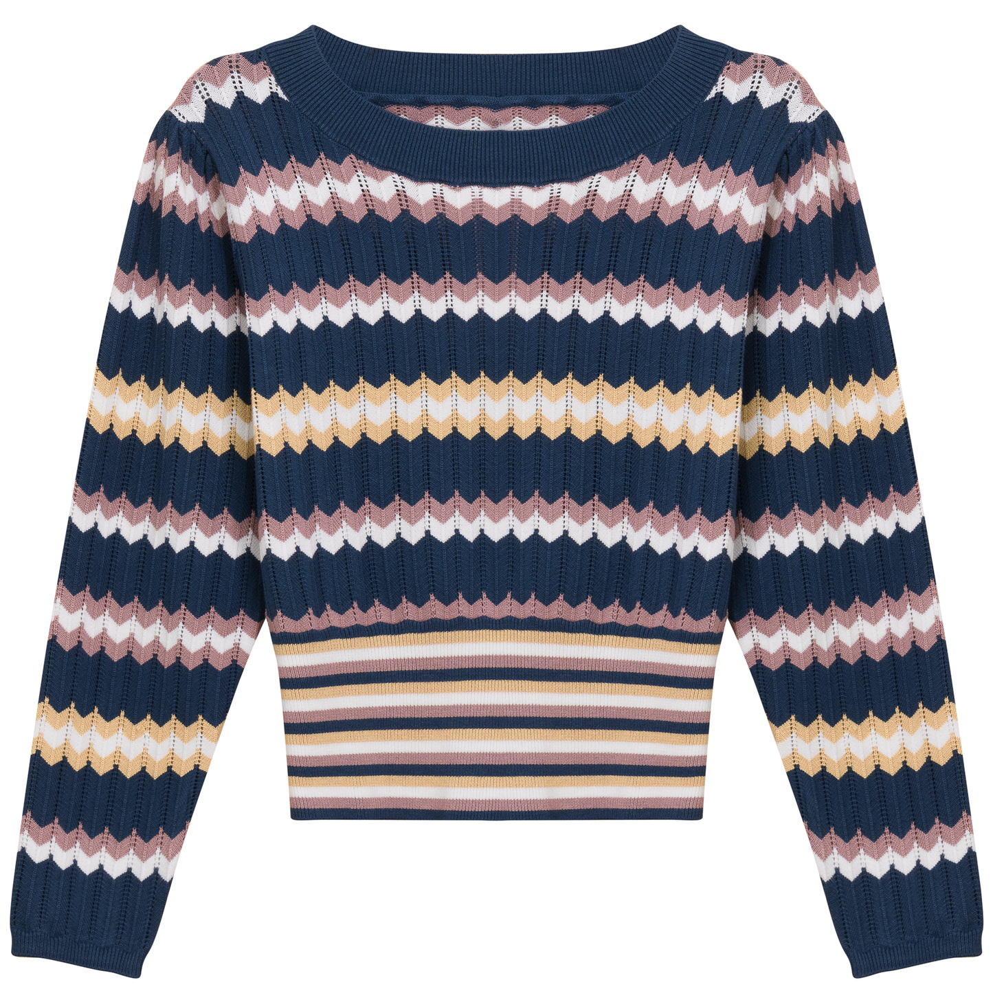 Zig Zag Striped Sweater Insignia Blue