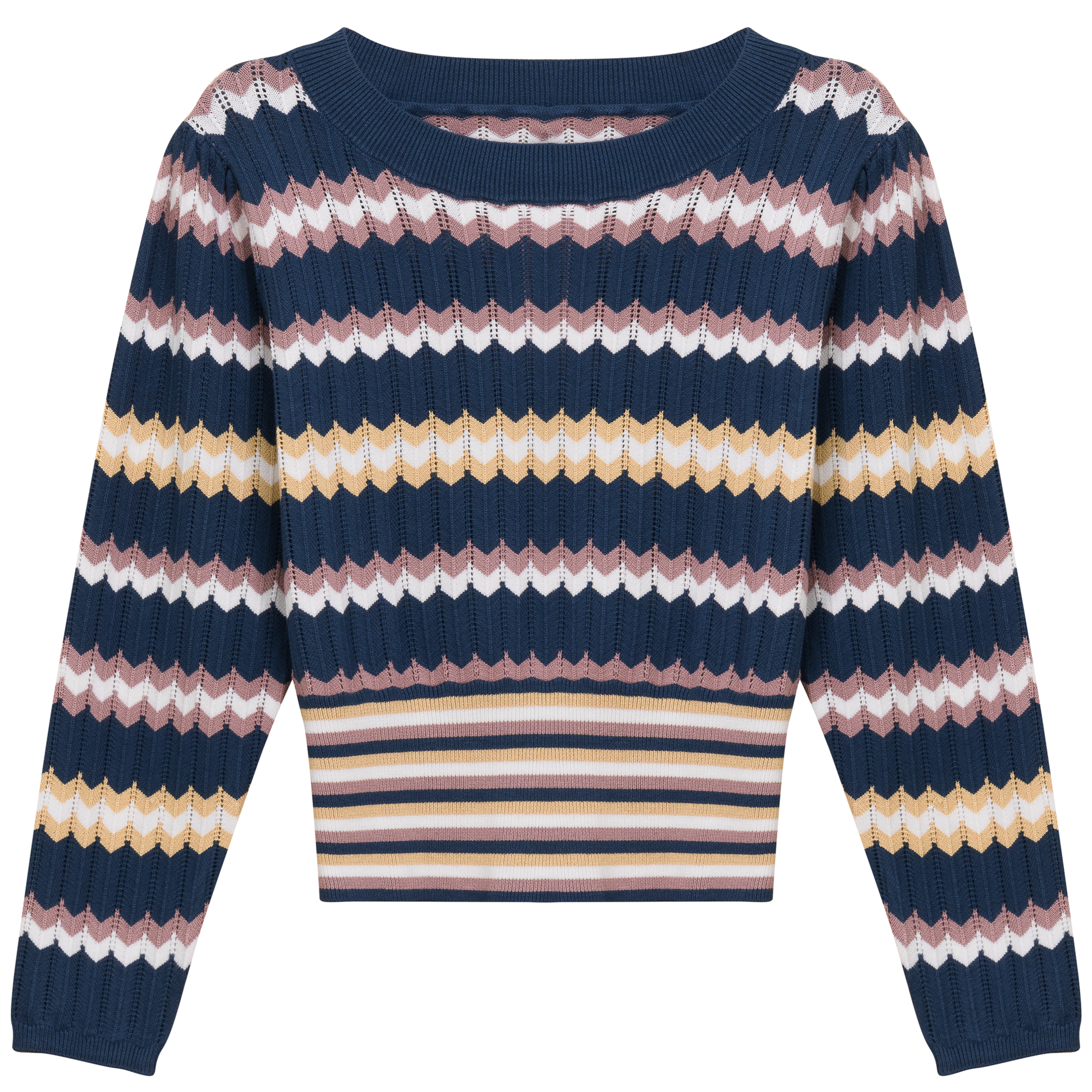 Zig Zag Striped Sweater Insignia Blue