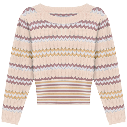 Zig Zag Striped Sweater Wheat
