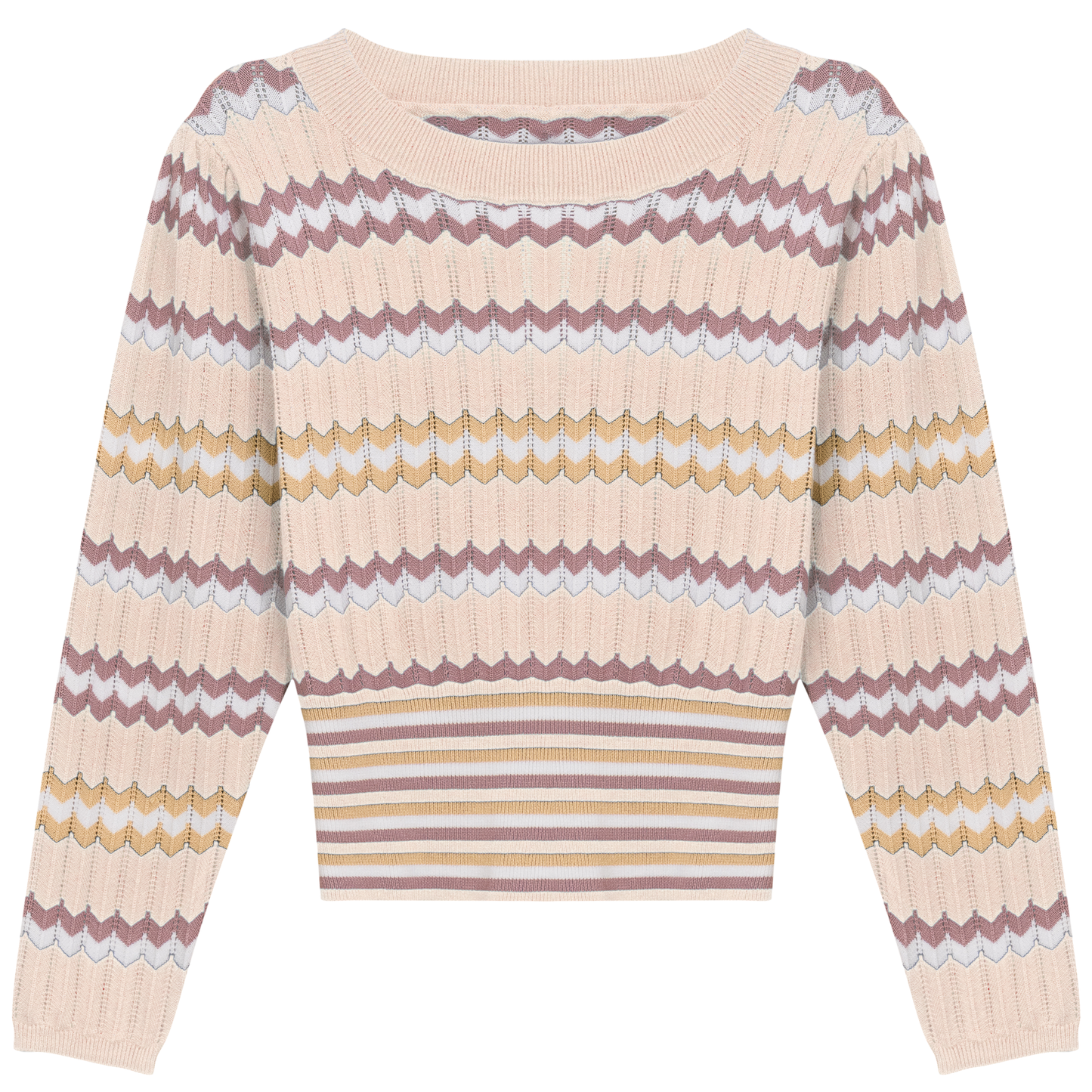 Zig Zag Striped Sweater Wheat
