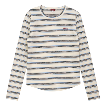 Distressed Stripe Top Light Denim