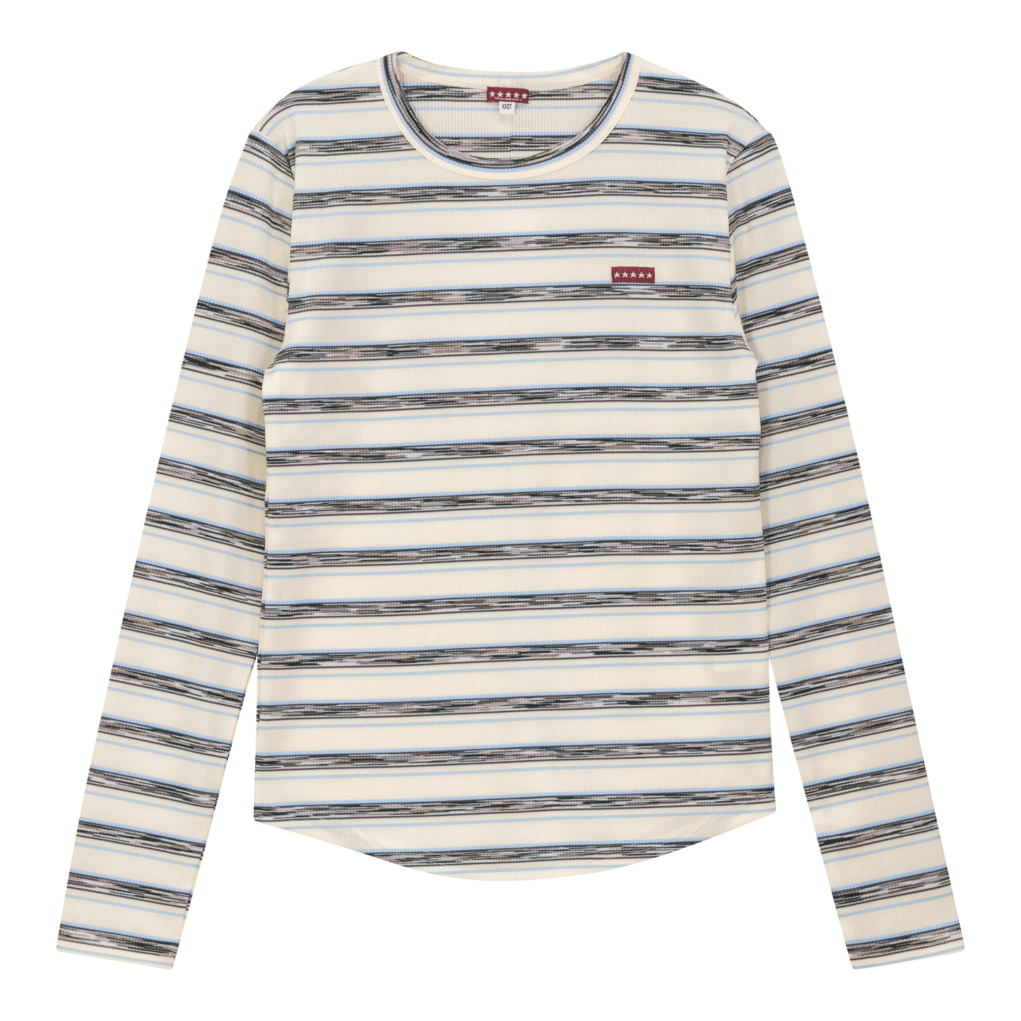 Distressed Stripe Top Light Denim