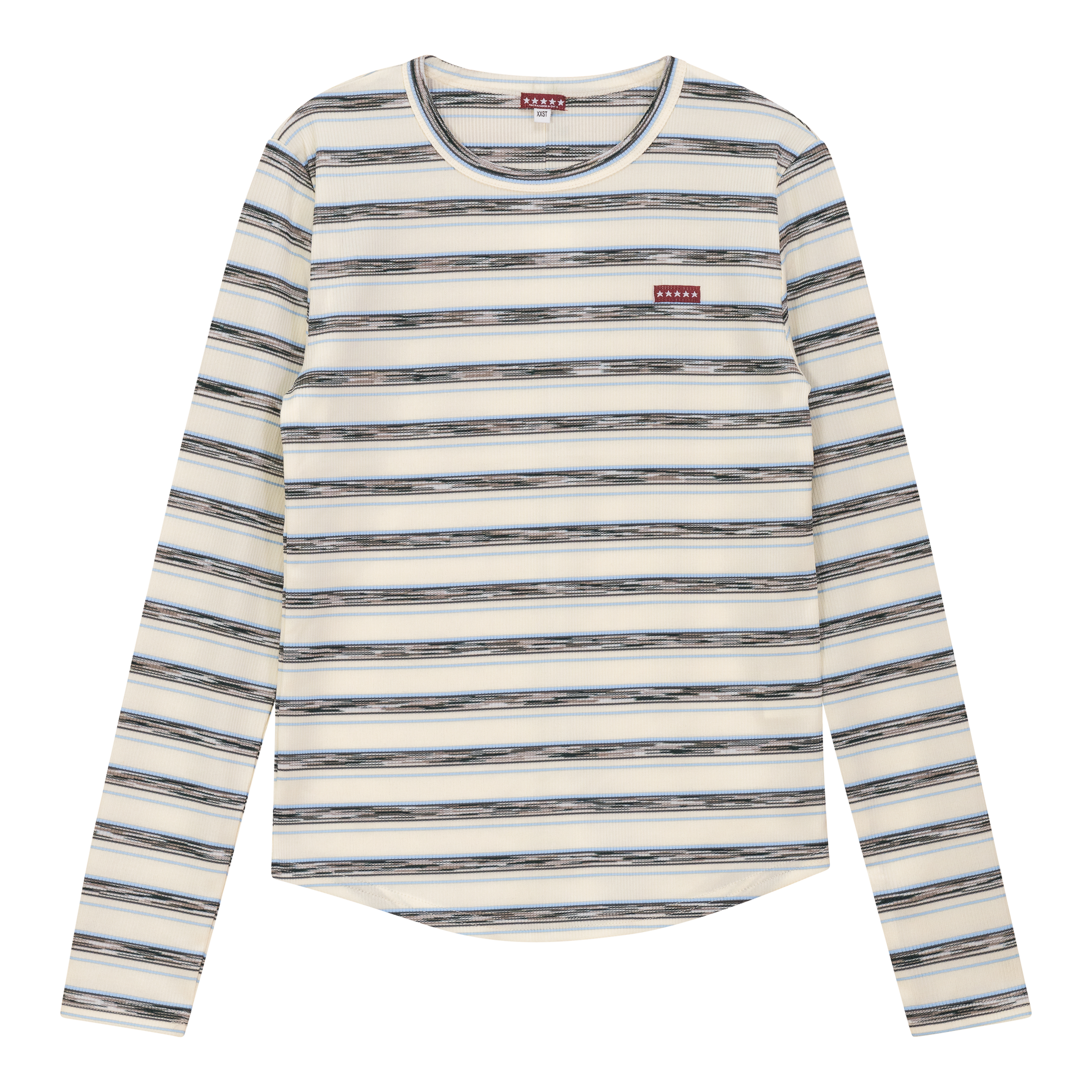 Distressed Stripe Top Light Denim