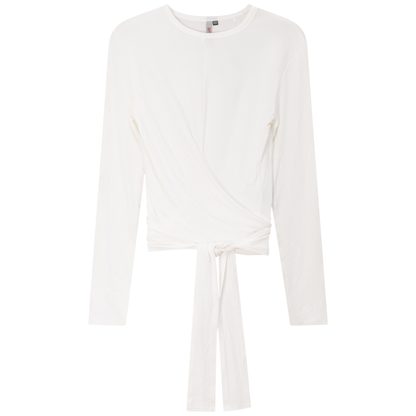 Ribbed Wrap Top White