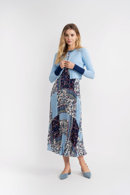 Pleated Jumper with Cardigan Set