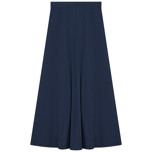 Ribbed Midi Panel Skirt Navy