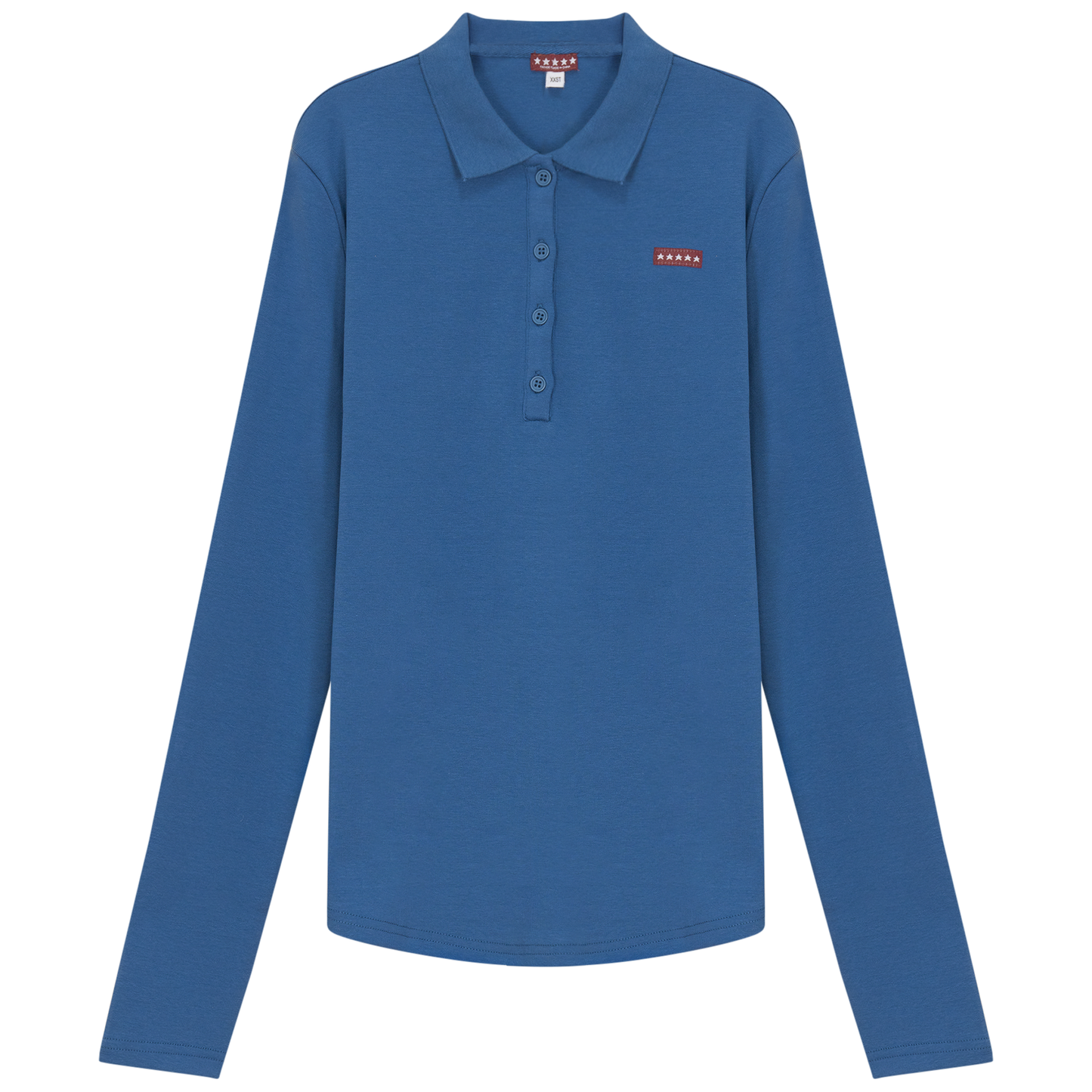 Fine Rib Polo Top Light Denim