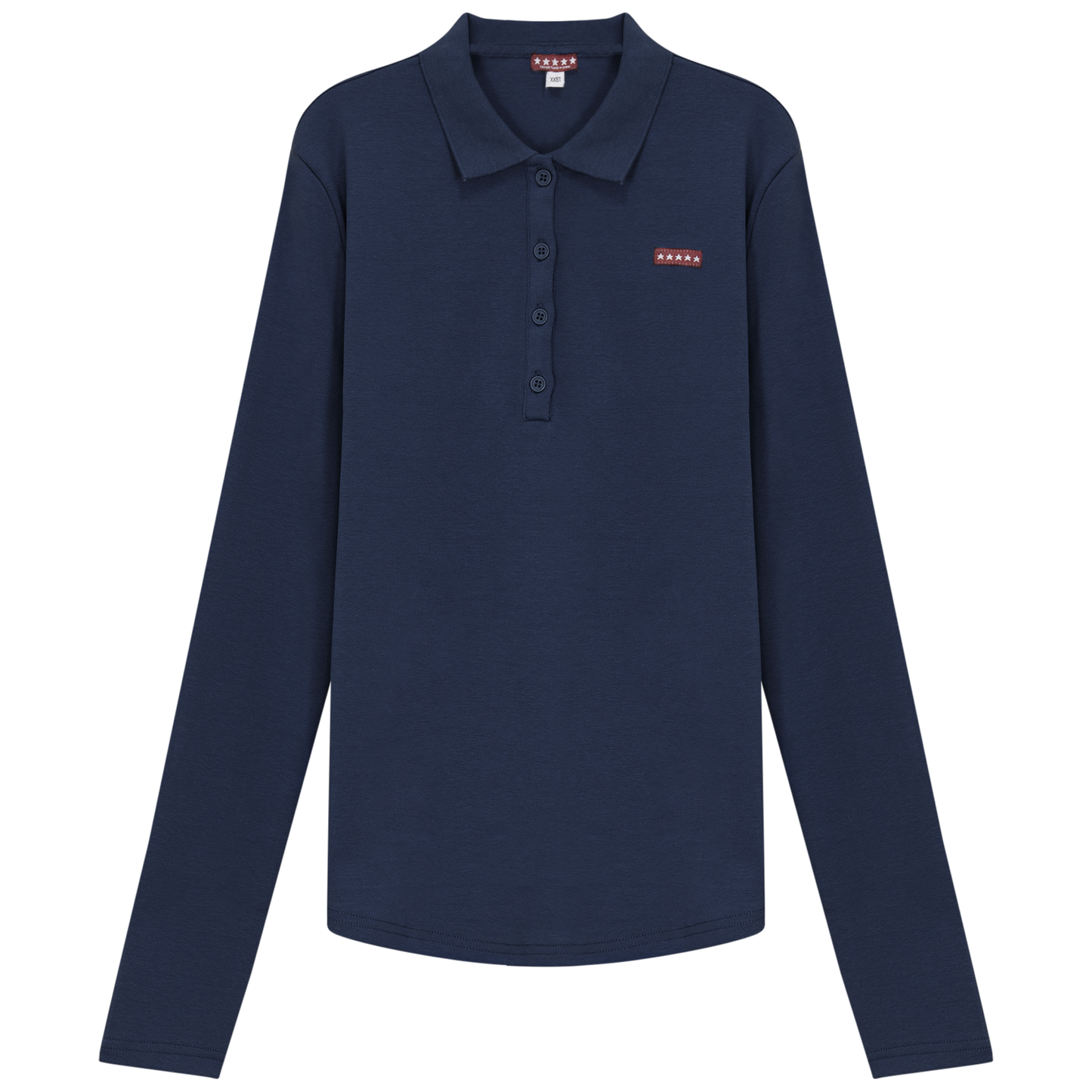 Fine Rib Polo Top Navy