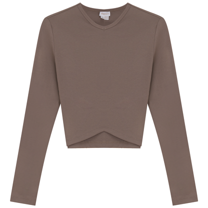 Triangle Ribbed Cropped Top Latte