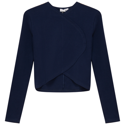 Cropped Rib Top Dark Navy