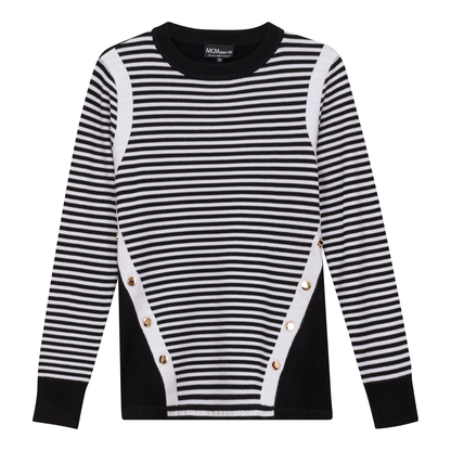 Maternity Stripped Sweater Black White