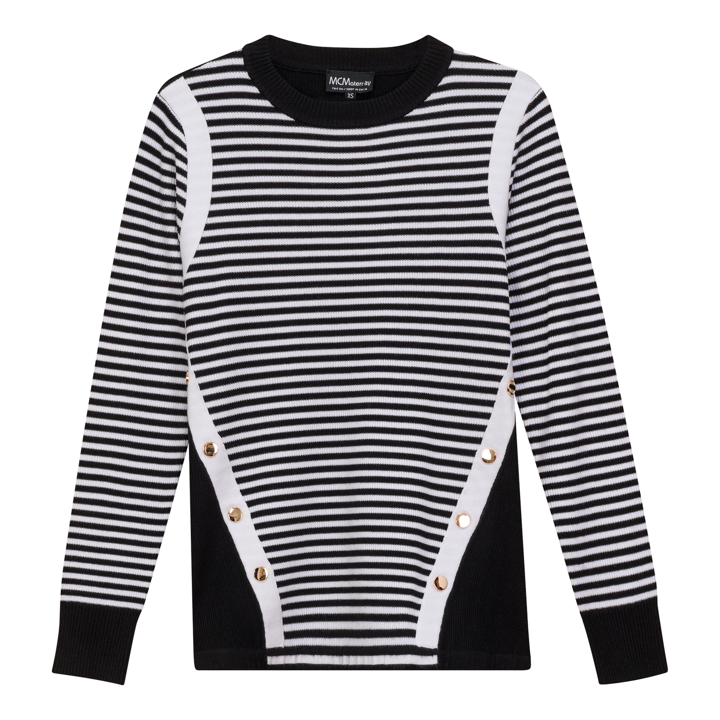 Maternity Stripped Sweater Black White