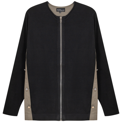 Maternity Knit Shirting Zipper Jacket Black Stone