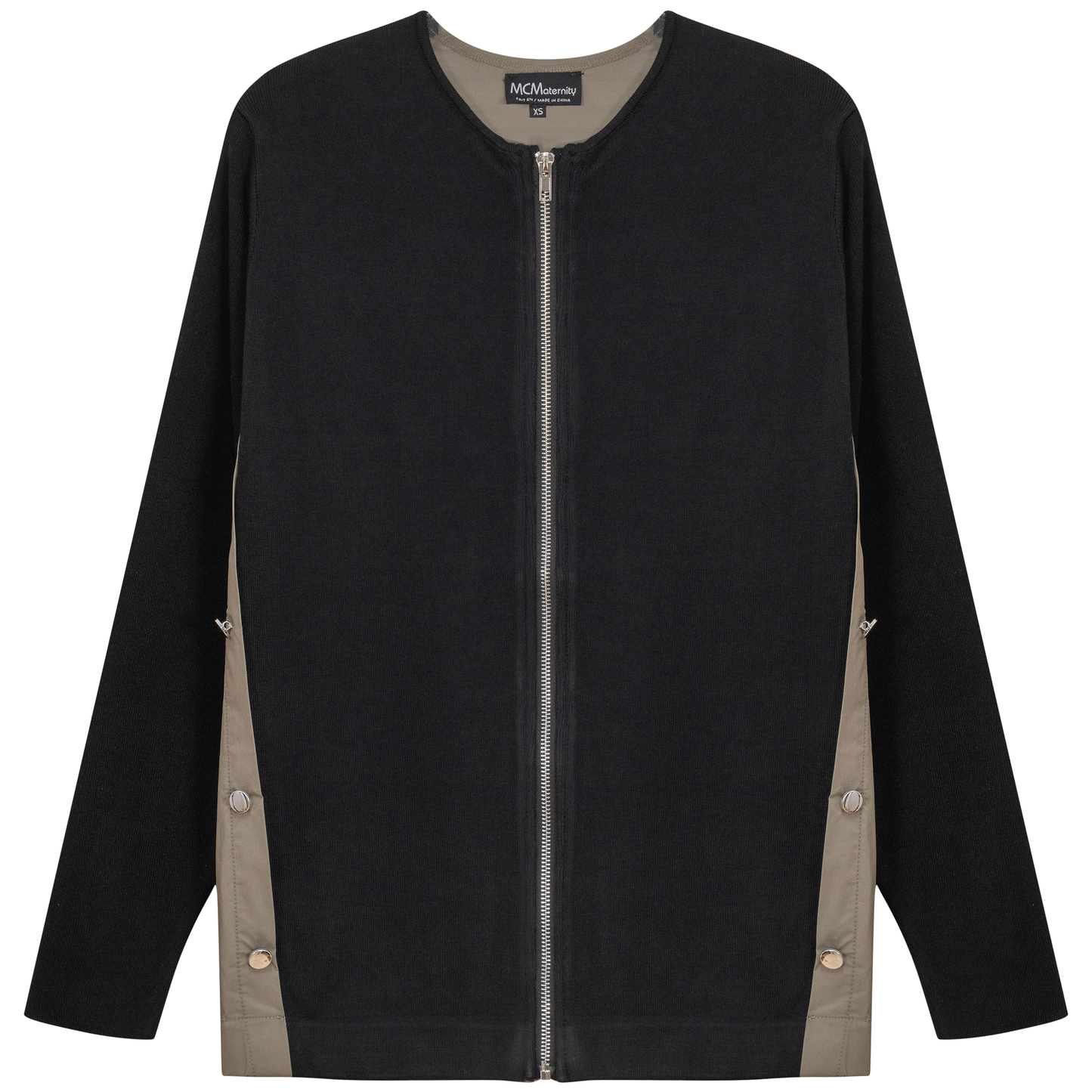 Maternity Knit Shirting Zipper Jacket Black Stone