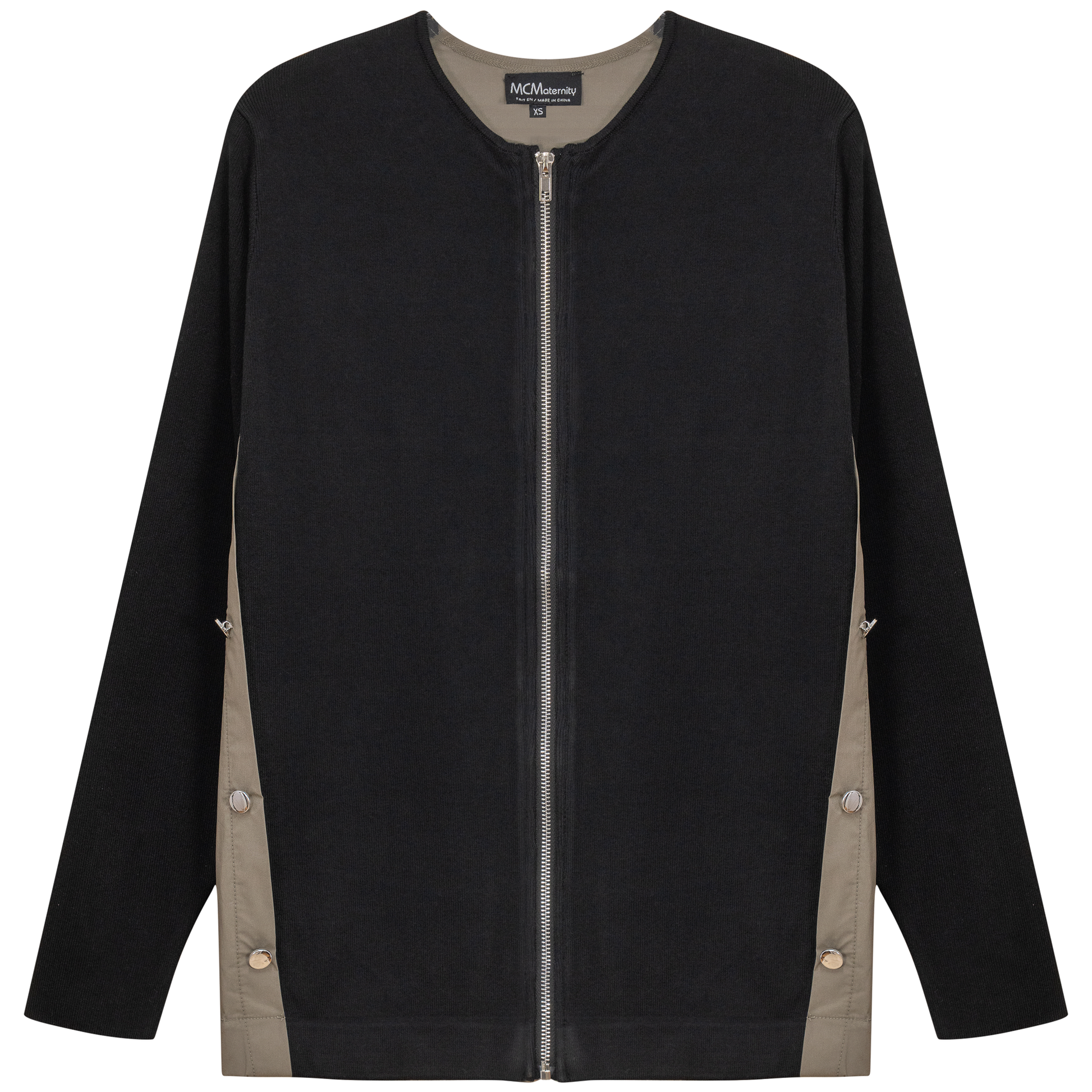 Maternity Knit Shirting Zipper Jacket Black Stone