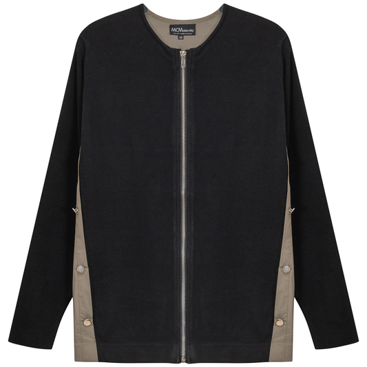 Maternity Knit Shirting Zipper Jacket