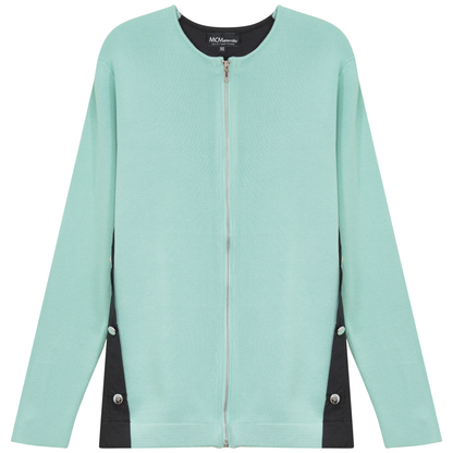 Maternity Knit Shirting Zipper Jacket Mint Black