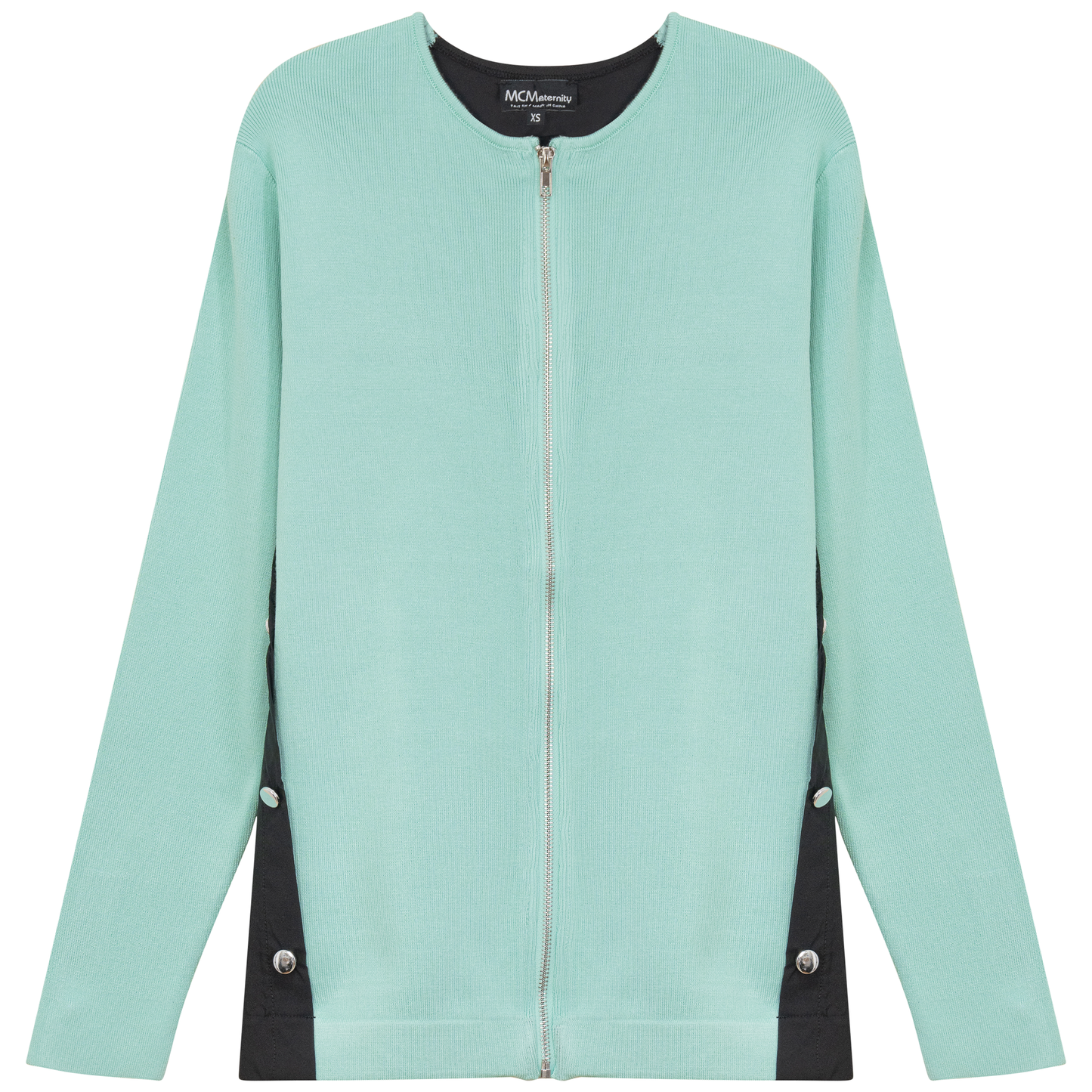 Maternity Knit Shirting Zipper Jacket Mint Black