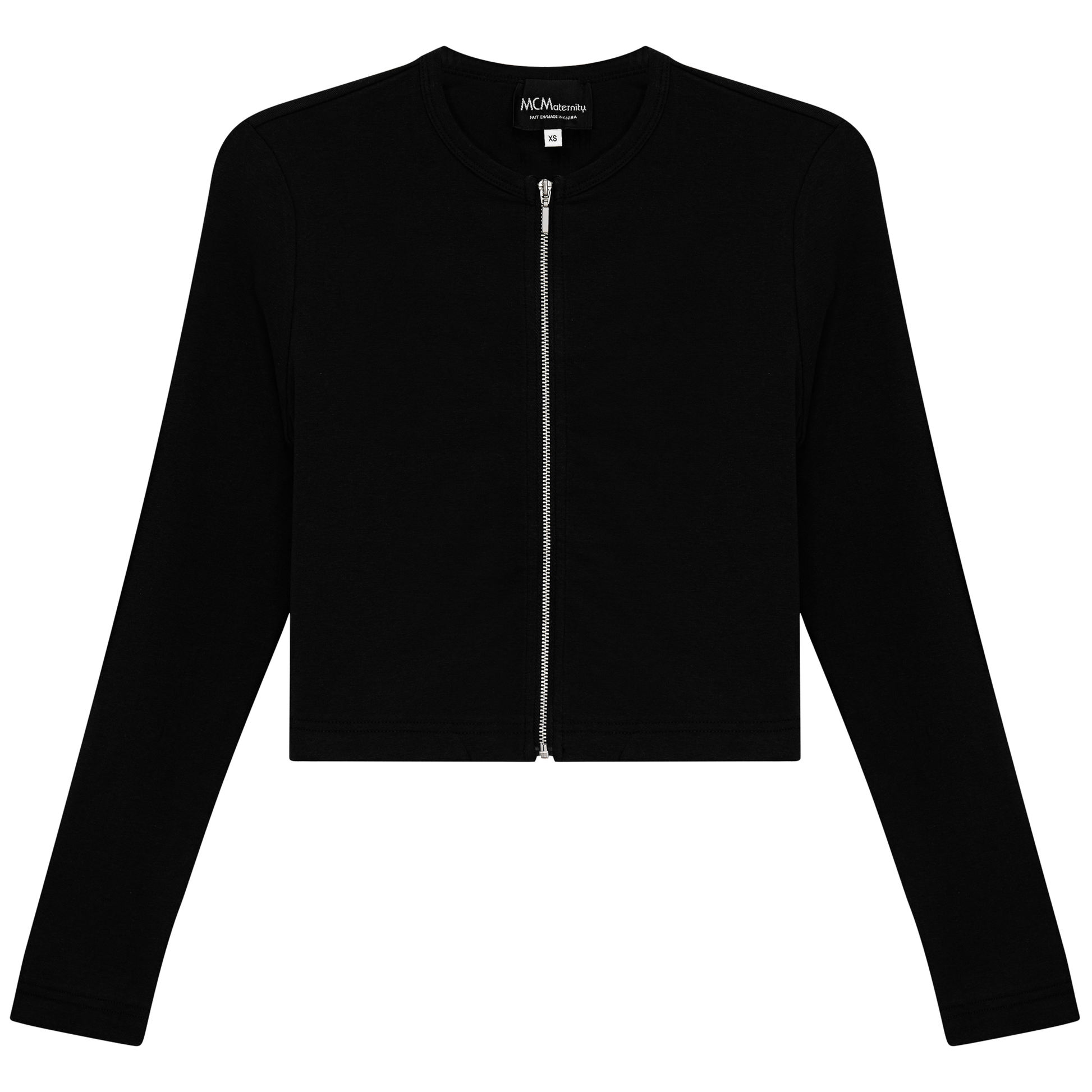 Maternity Ribbed Zip Cardigan Black