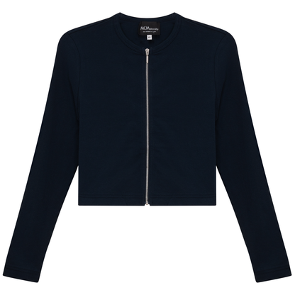 Maternity Ribbed Zip Cardigan Dark Denim